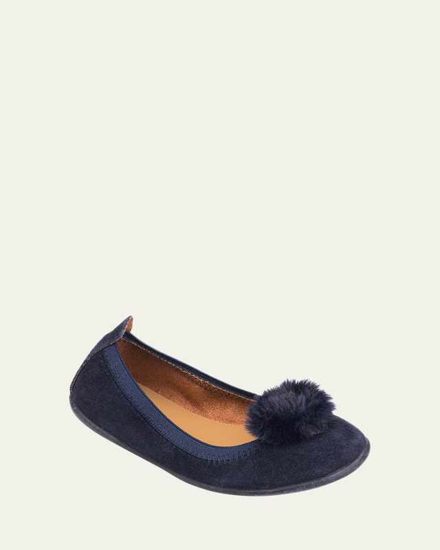 Girl's PomPom Ballerina Flats, Toddlers/Kids